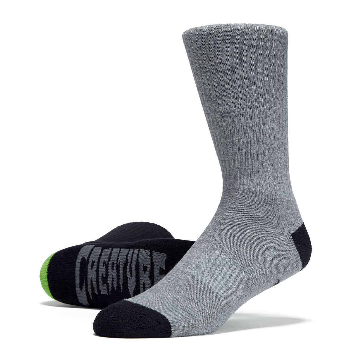 Creature Logo 2 Pack Of Socks - Black/Grey Heather image 2