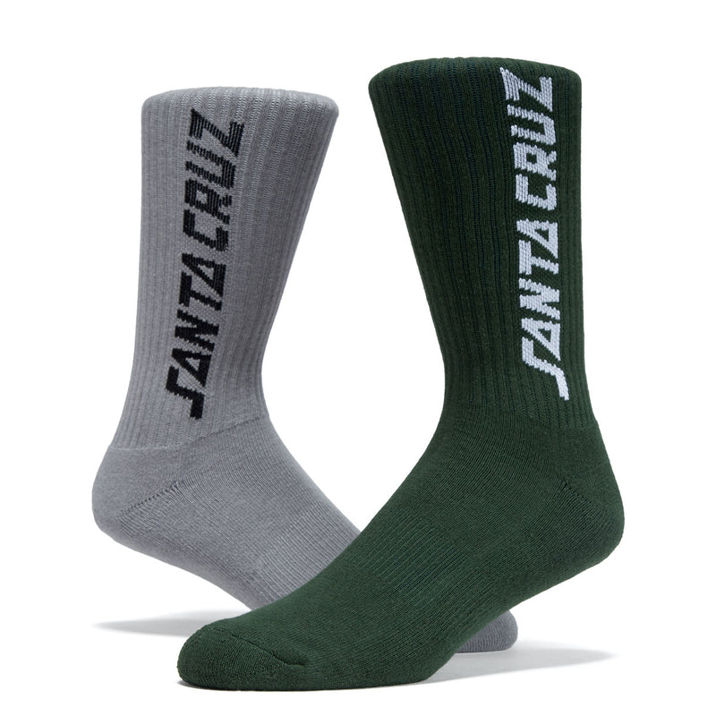 Santa Cruz Solid Strip 2 Pack Of Socks - Grey/Forest Multi - 9-11