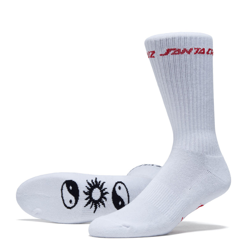 Santa Cruz Strange Strip 2 Pack Of Socks - White Multi - 9-11