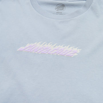 Santa Cruz Womens Flame Strip Center Oversized Cropped T-Shirt - Powder