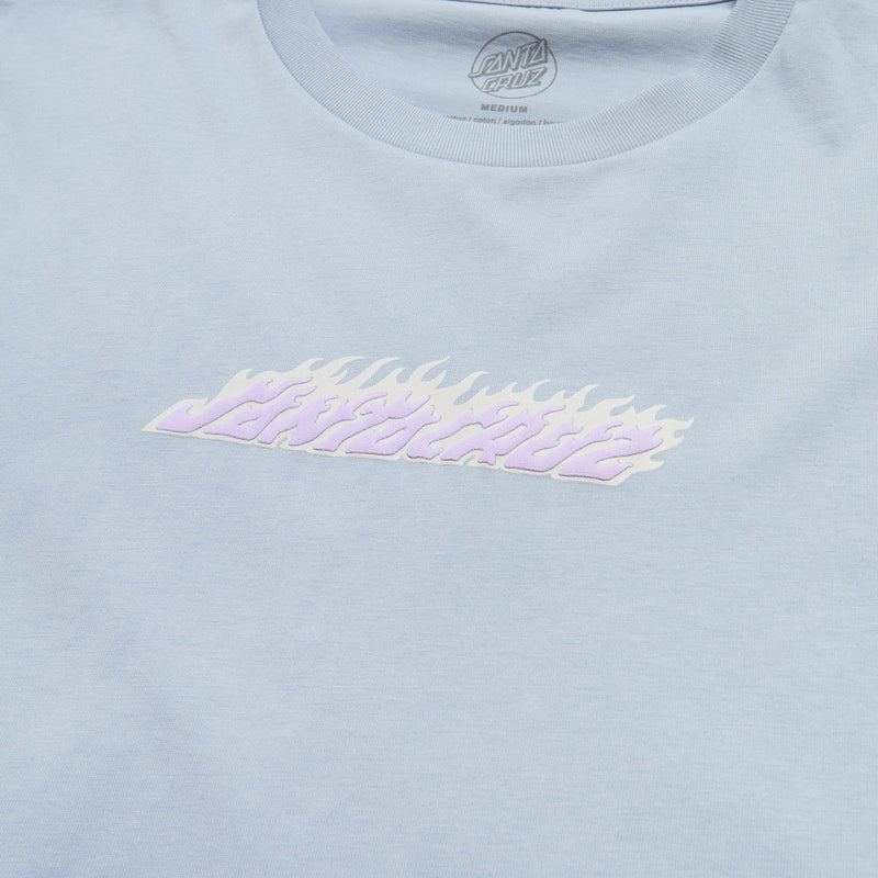 Santa Cruz Womens Flame Strip Center Oversized Cropped T-Shirt - Powder