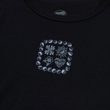 Santa Cruz Womens Strange Heart Center Cropped T-Shirt - Black