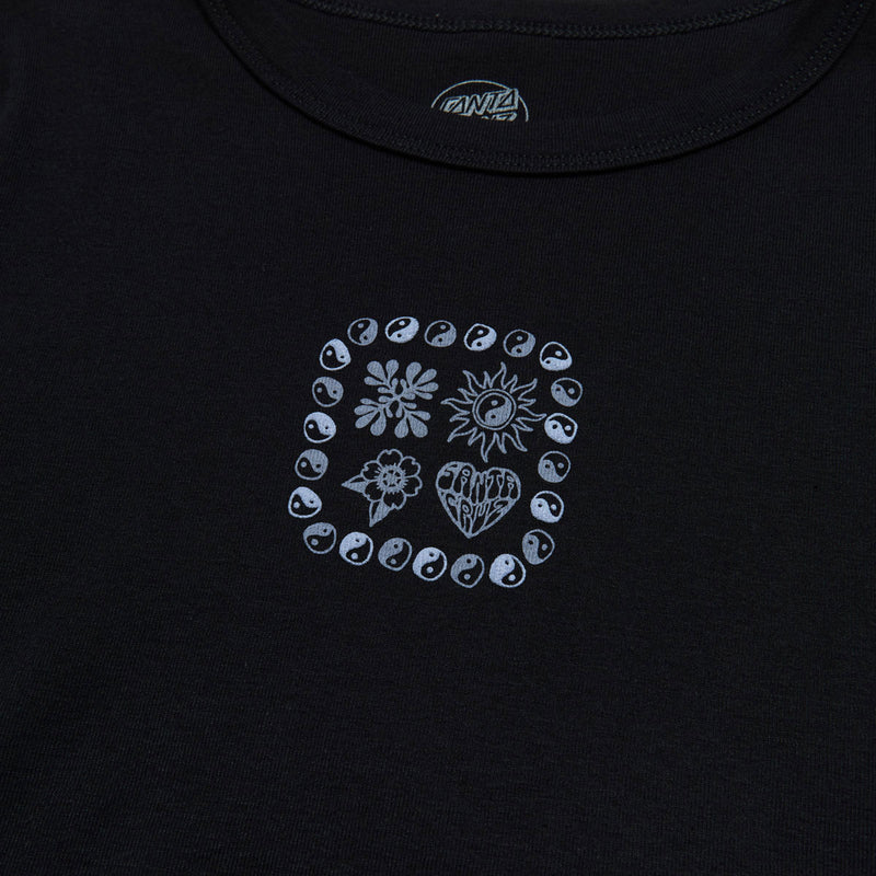 Santa Cruz Womens Strange Heart Center Cropped T-Shirt - Black