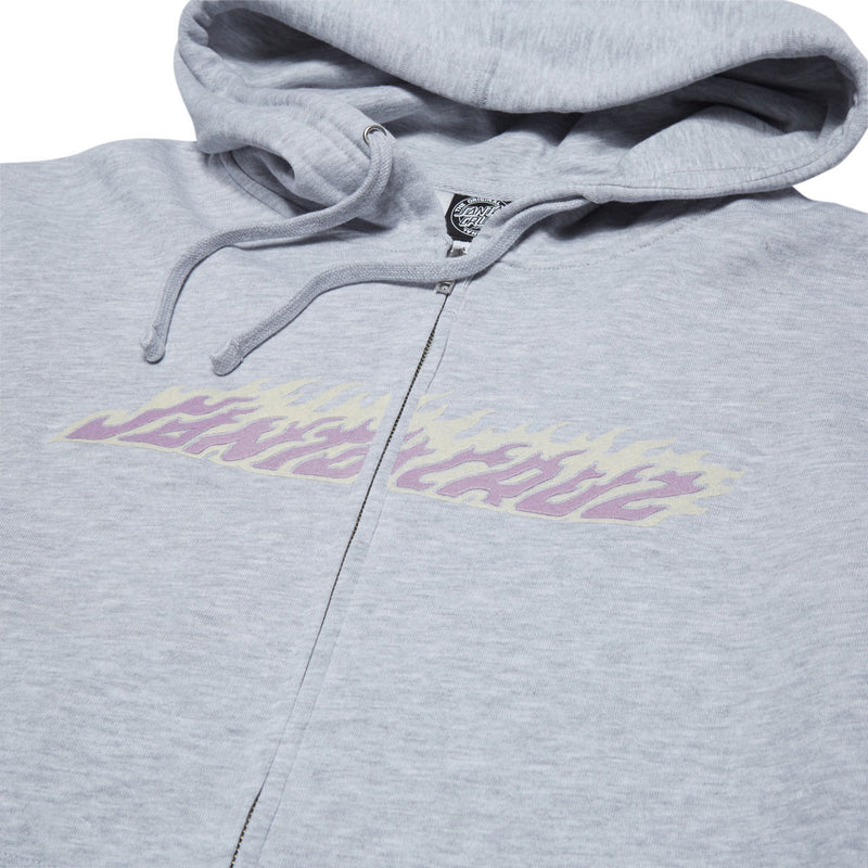 Santa Cruz Womens Flame Strip Center Zip Hoodie - Grey Heather