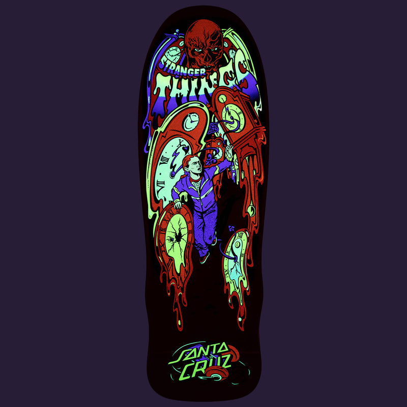 Santa Cruz x Stranger Things Grabke Max Melting Clock Skateboard Complete - Glow In The Dark - 9.70