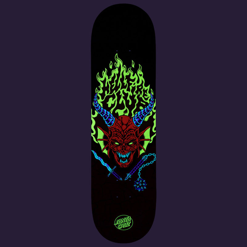 Santa Cruz x Stranger Things Hellfire Club Skateboard Deck - Glow In The Dark - 8.25