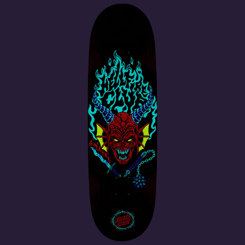 Santa Cruz x Stranger Things Hellfire Club Flames Skateboard Deck - Glow In The Dark - 9.00