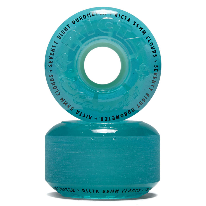 Ricta Clouds 78a Skateboard Wheels - Transparent Blue/Glow In The Dark - 55mm