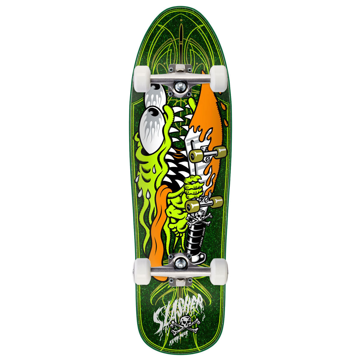 Santa Cruz Meek Pinstripe Slasher Green Pro Skateboard Complete