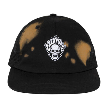 Creature Bonehead Flame Wash Mesh Trucker Hat - Greasy Black