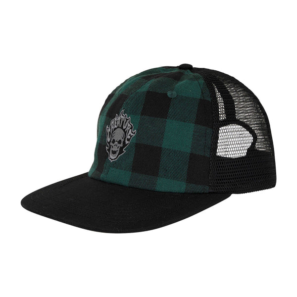Creature Bonehead Flame Wash Mesh Trucker Hat - Green Flannel – CCS