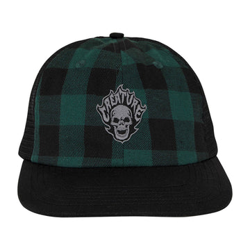 Creature Bonehead Flame Wash Mesh Trucker Hat - Green Flannel