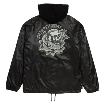 Independent Dressen Skull Rose Hooded Windbreaker Jacket - Black