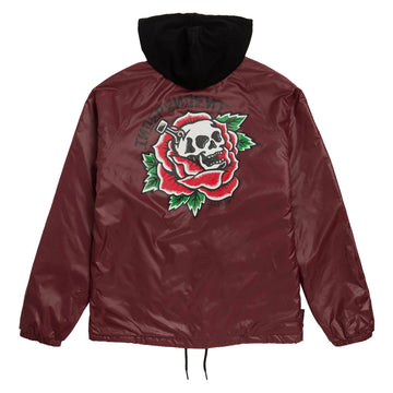 Independent Dressen Skull Rose Hooded Windbreaker Jacket - Burgundy