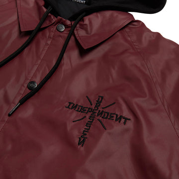 Independent Dressen Skull Rose Hooded Windbreaker Jacket - Burgundy