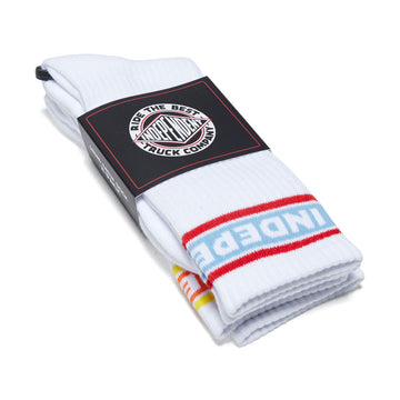 Independent Bar Logo Crew 2 Pack Of Socks - White Multi