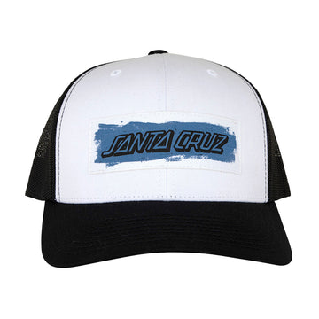 Santa Cruz Cut Strip Mesh Trucker Hat - White/Black