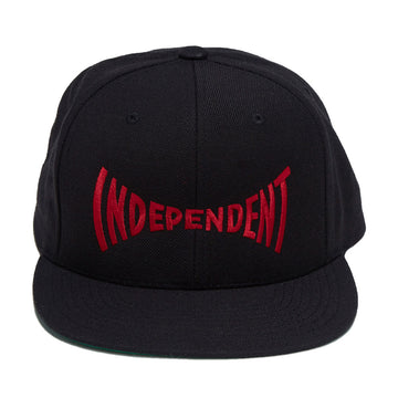 Independent Span Embroidered Snapback Hat - Black/Dark Red