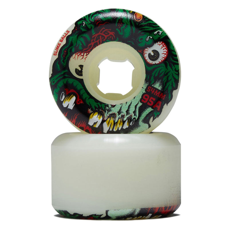 Slime Balls Roskopp Face Two Reissue Hardline 95a Skateboard Wheels - White - 54mm