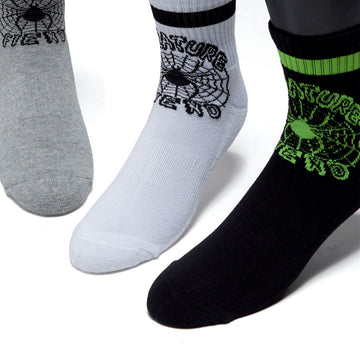 Creature Web Quarter 3-Pack Of Quarter Socks - Black/White/Grey Heather