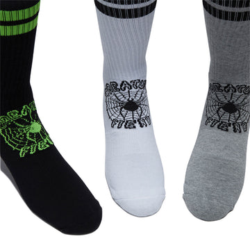 Creature Web Crew 3-Pack Of Crew Socks - Black/White/Grey Heather