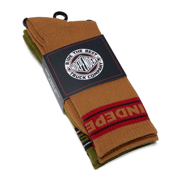 Independent Bar Logo Crew 2 Pack Of Socks - Sand/Army