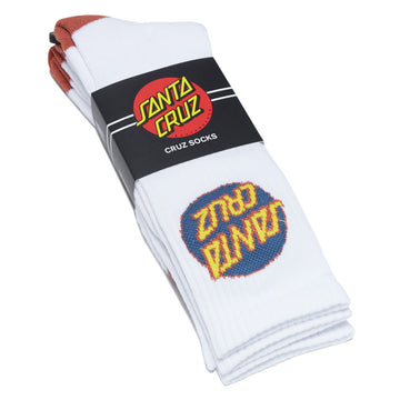 Santa Cruz Cruz Crew 2 Pair Of Socks - White/Blue
