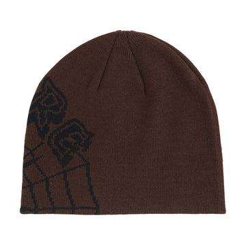 Creature Web Skull Cap Beanie - Brown
