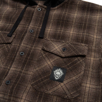 Creature BHF Long Sleeve Hooded Flannel Shirt - Black
