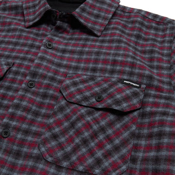 Independent Belmont Long Sleeve Flannel Shirt - Grey/Red/Black