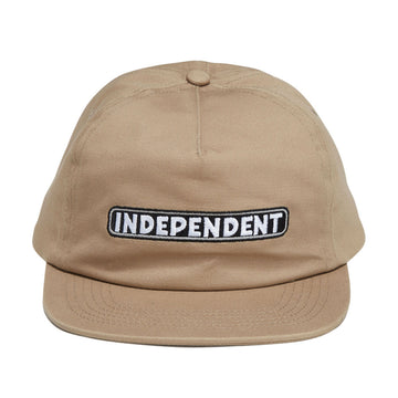 Independent Bar Logo Snapback Hat - Khaki