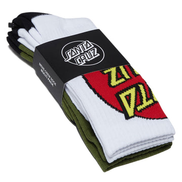 Santa Cruz Big Cruz Crew 2 Pack Of Socks - White/Army Multi