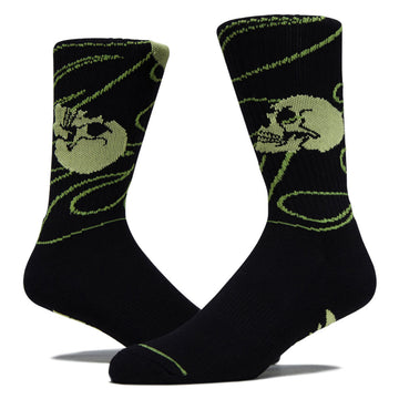 Creature Spiral Skull Crew Socks - Black