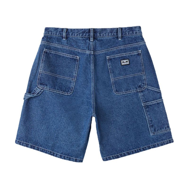 Obey Big Wig Denim Carpenter Shorts - Stone Wash Indigo