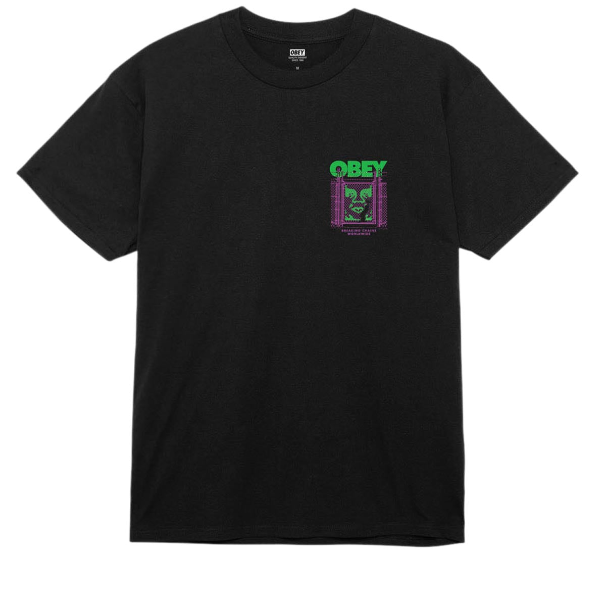 Obey Chain Link Fence Icon T-Shirt - Black image 2