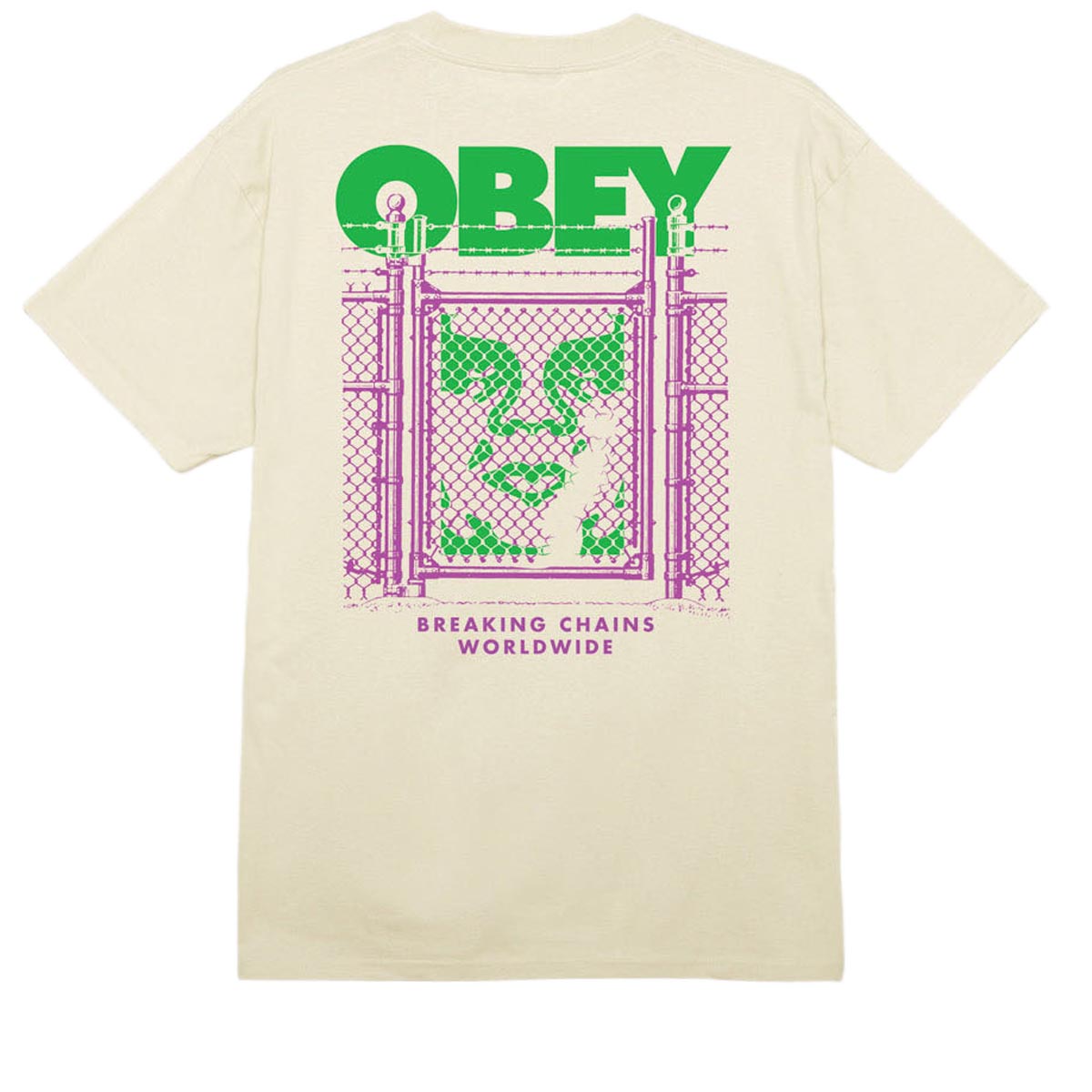Obey Chain Link Fence Icon T-Shirt - Cream image 1