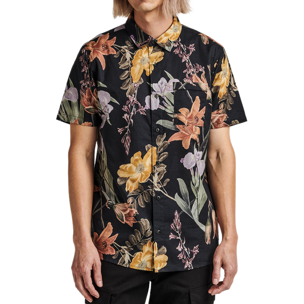 Roark Journey Ss Woven Shirt - Black Far East Flora image 1