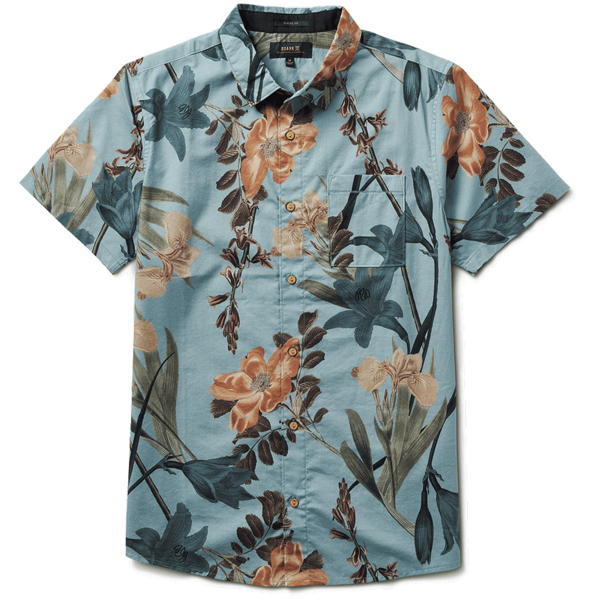 Roark Journey Ss Woven Shirt - Dusty Blue Far East Flora image 4