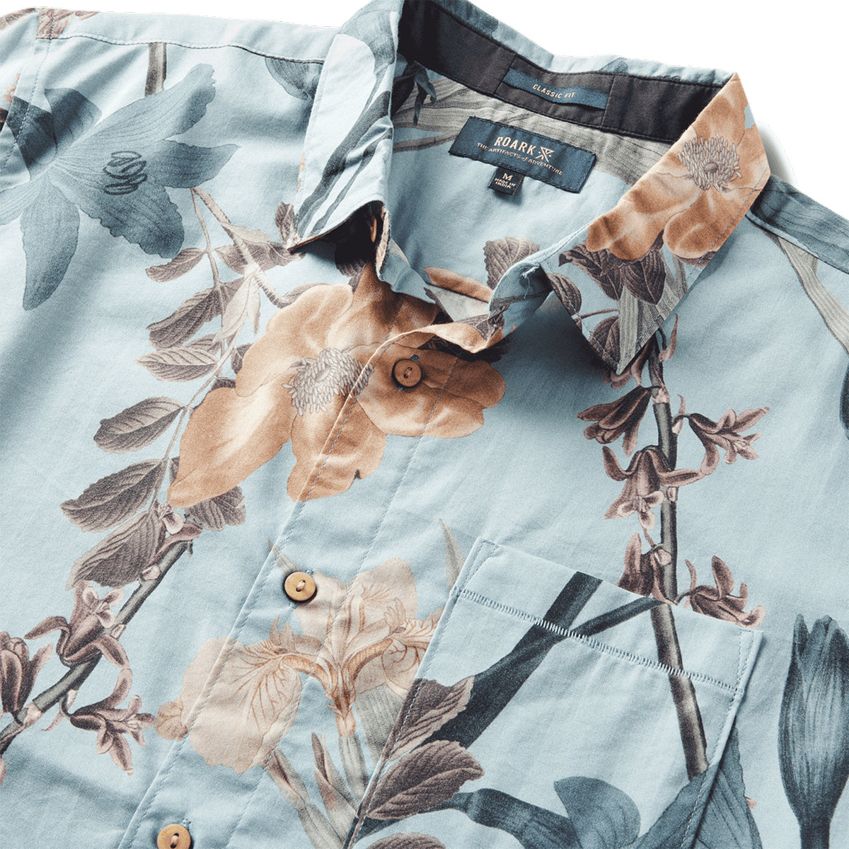 Roark Journey Ss Woven Shirt - Dusty Blue Far East Flora image 5