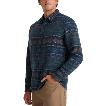 Roark Journey Jacquard Flannel Shirt - Navy