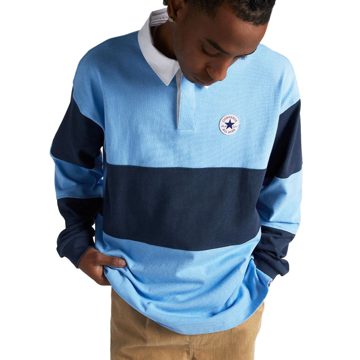 Converse All Star Long Sleeve Rugby Jersey - Navy/Light Blue image 2