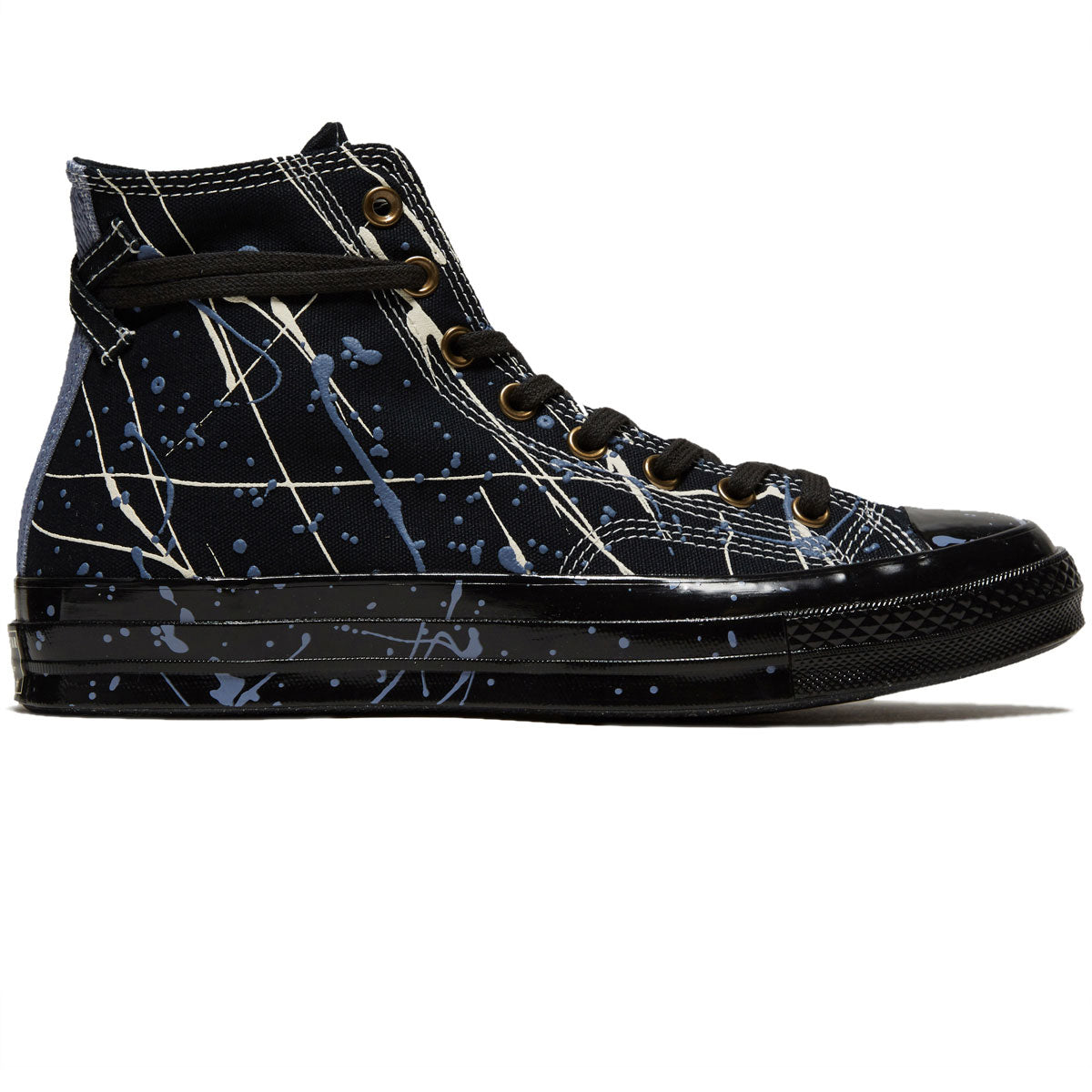 Converse Chuck 70 Hi Paint Splatter Shoes - Black/Egret/Thunder Daze image 1
