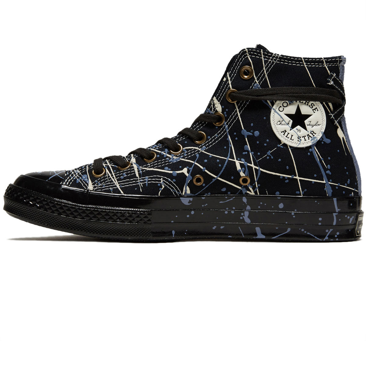 Converse Chuck 70 Hi Paint Splatter Shoes - Black/Egret/Thunder Daze image 2