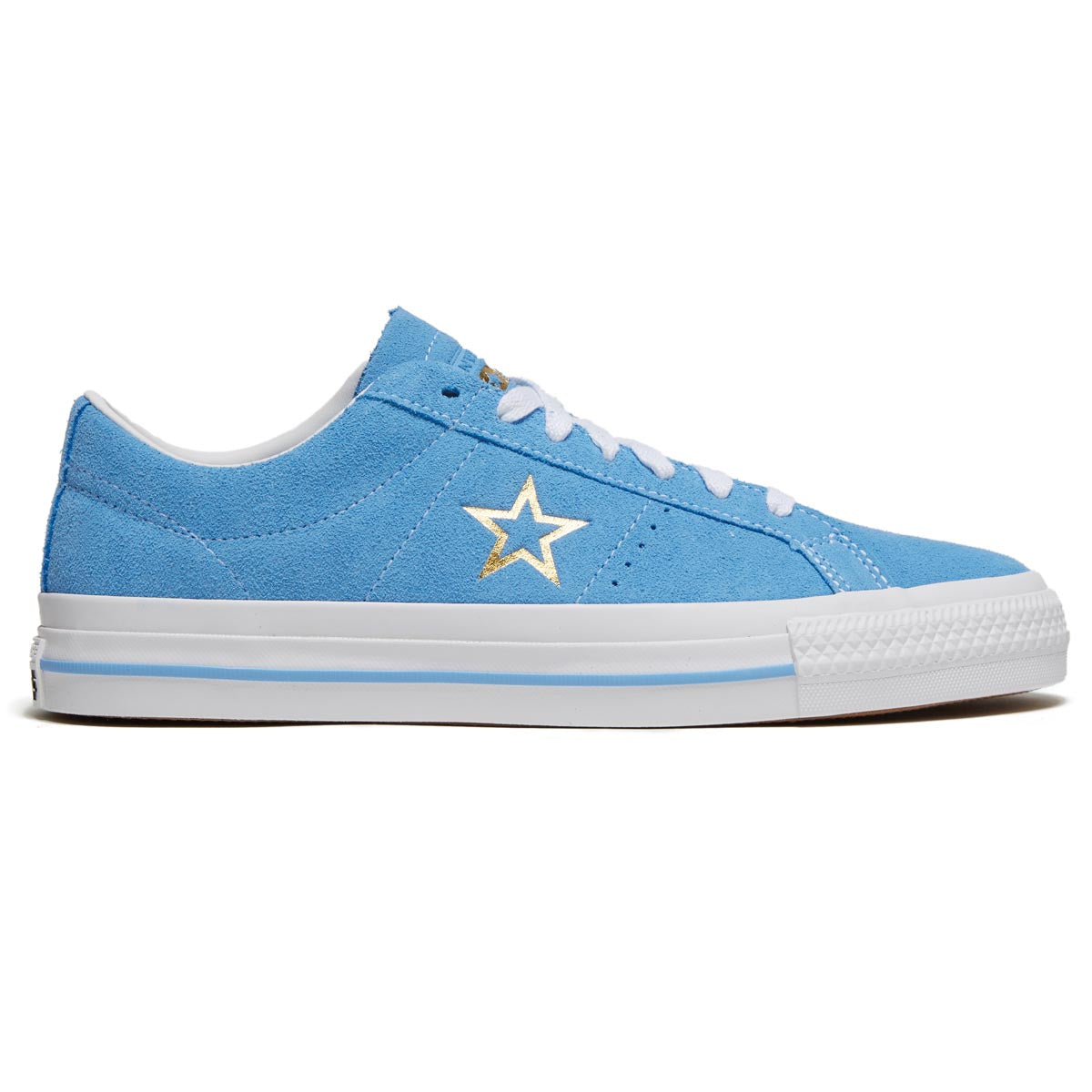 Converse One Star Pro Suede Ox Shoes - Light Blue/White/Gold image 1