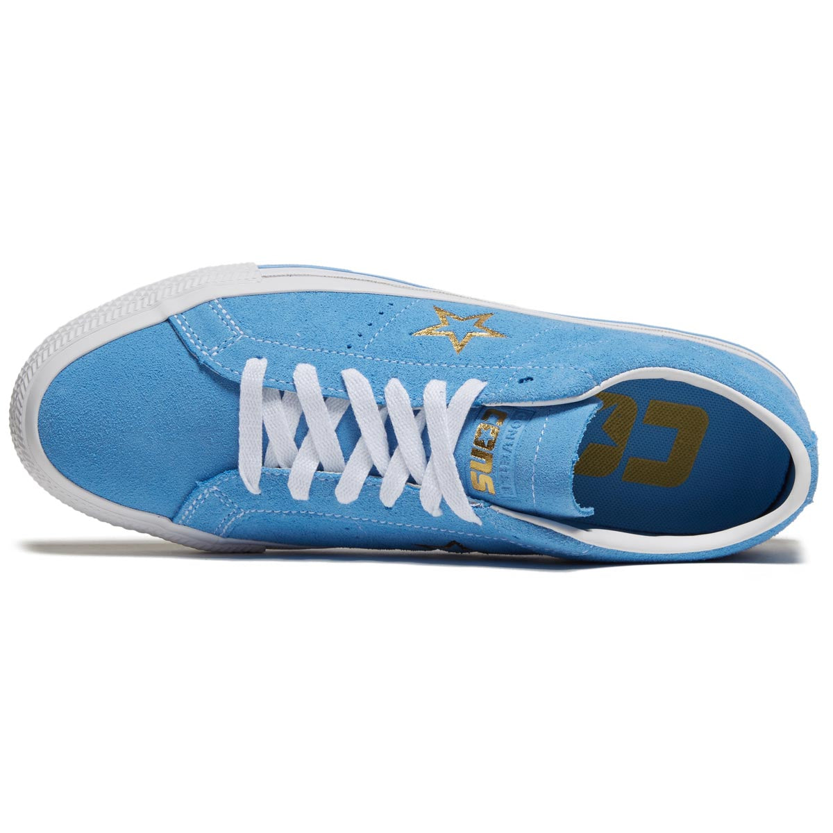 Converse One Star Pro Suede Ox Shoes - Light Blue/White/Gold image 3