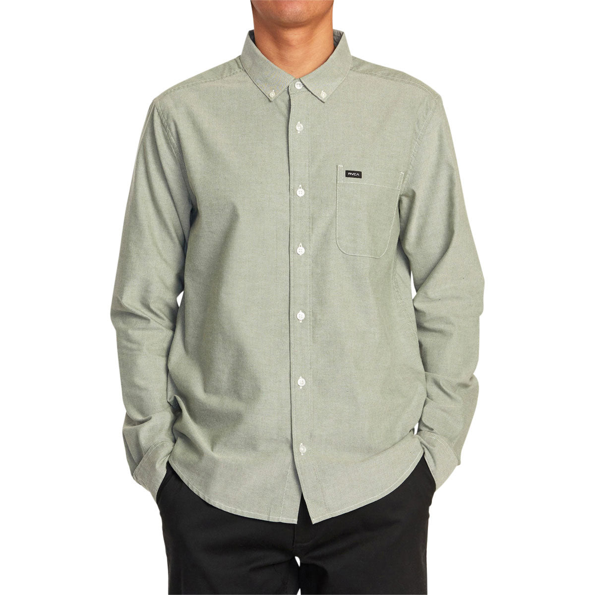 RVCA That'll Do Stretch Long Sleeve Shirt - College Green image 1