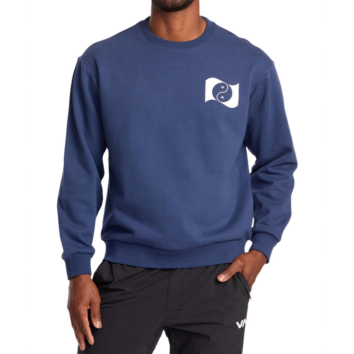 RVCA Balance Banner Crew Sweatshirt - Army Blue image 1