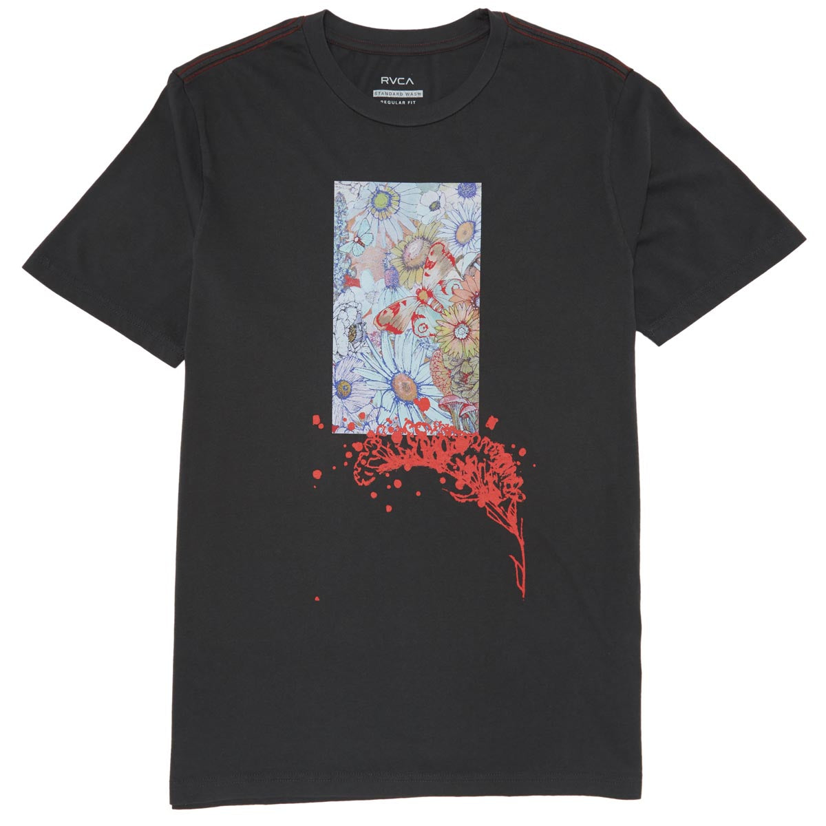 RVCA Cropped Flower T-Shirt - Pirate Black image 1