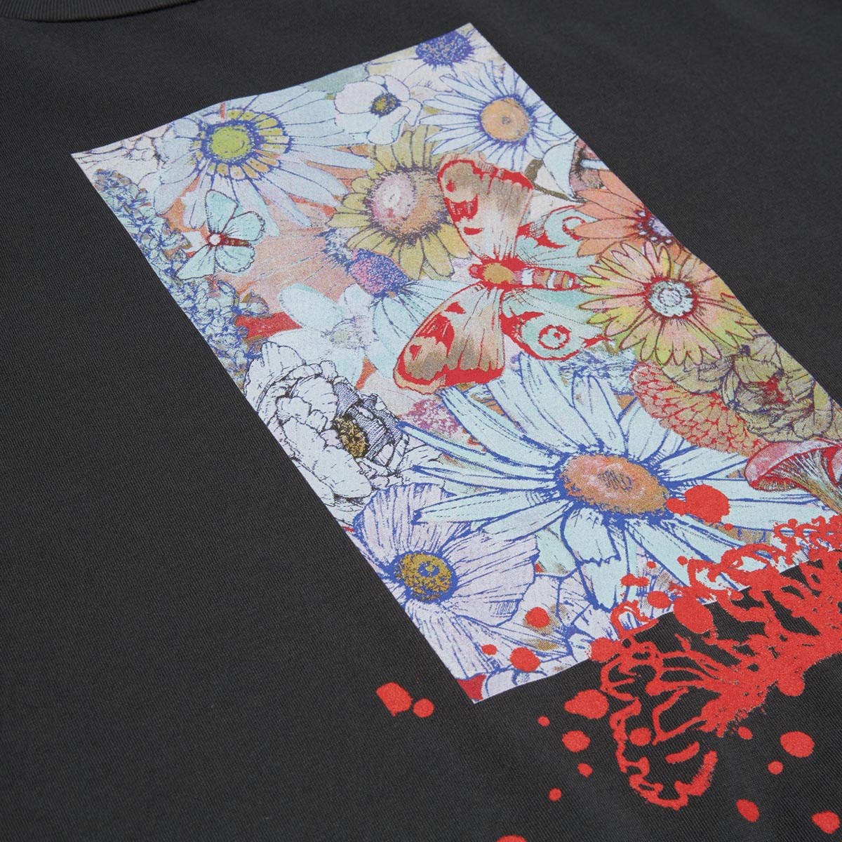 RVCA Cropped Flower T-Shirt - Pirate Black image 3