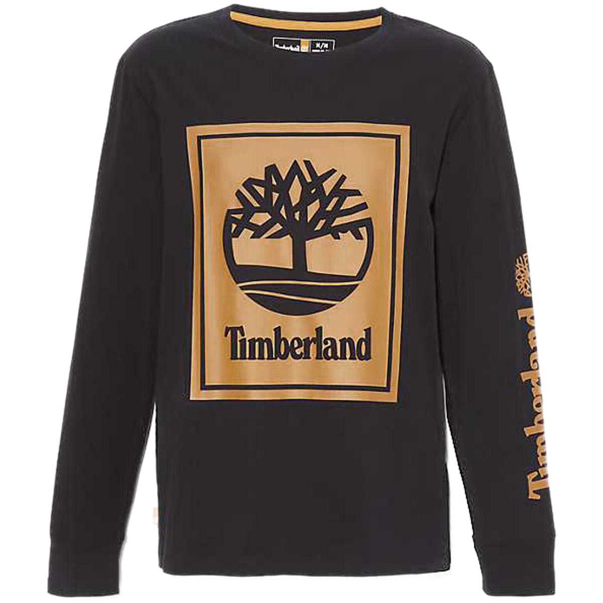 Timberland Front Stack Logo Long Sleeve T-Shirt - Black/Wheat Boot image 1